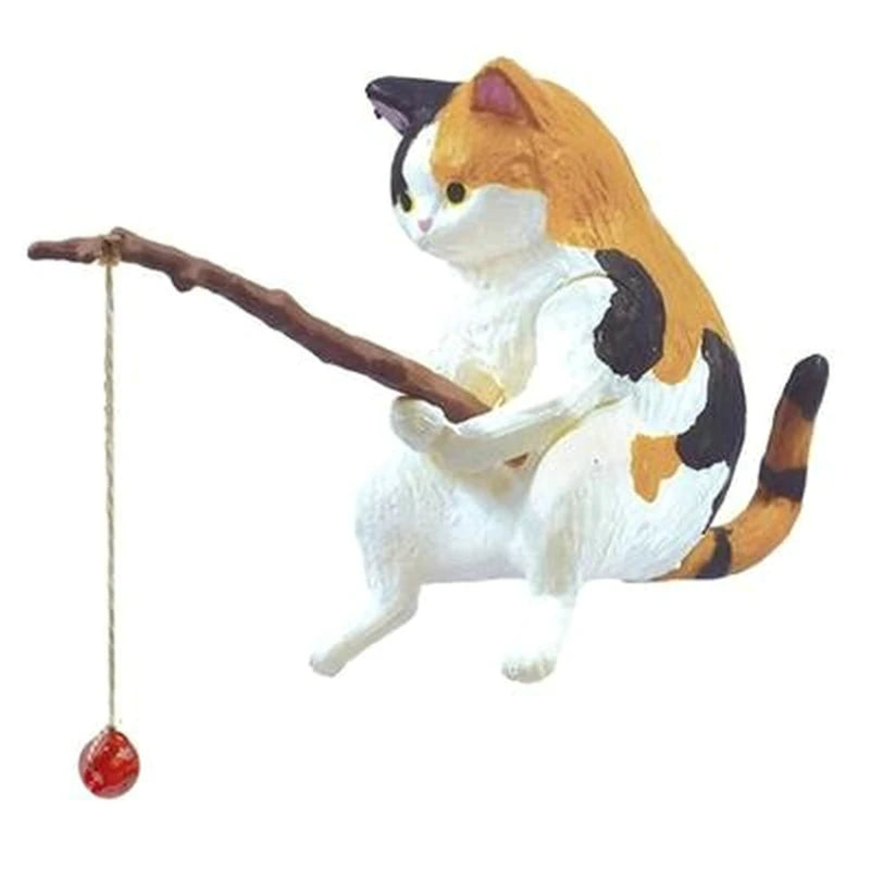 Fishing Cat Ornaments Fish Landscaping Cartoon Statue Mini Resin Figurine