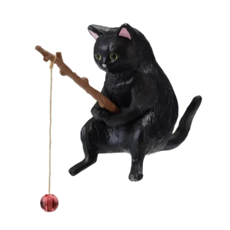 Fishing Cat Ornaments Fish Landscaping Cartoon Statue Mini Resin Figurine