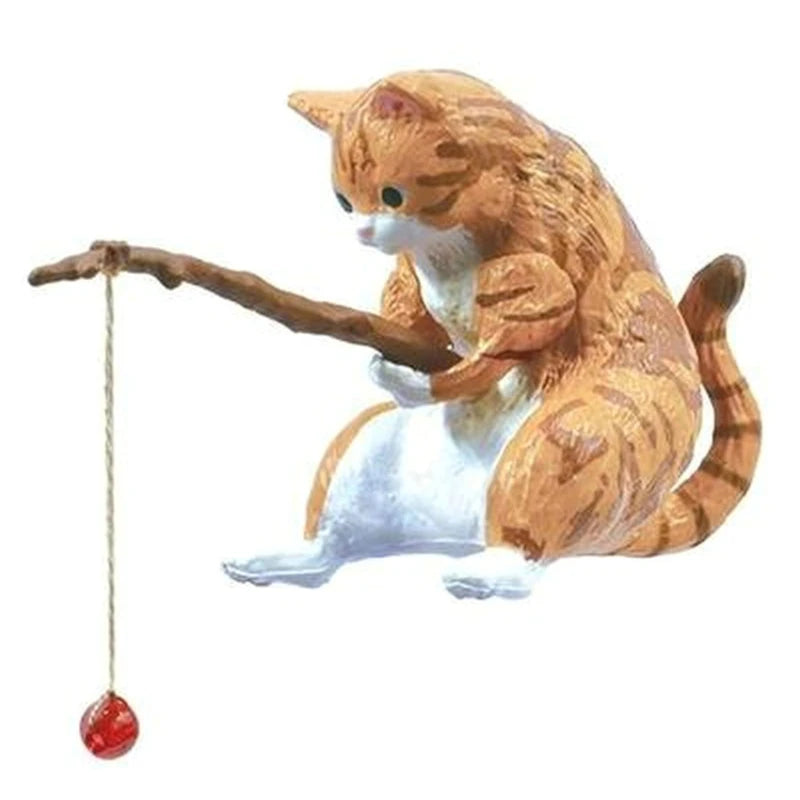 Fishing Cat Ornaments Fish Landscaping Cartoon Statue Mini Resin Figurine